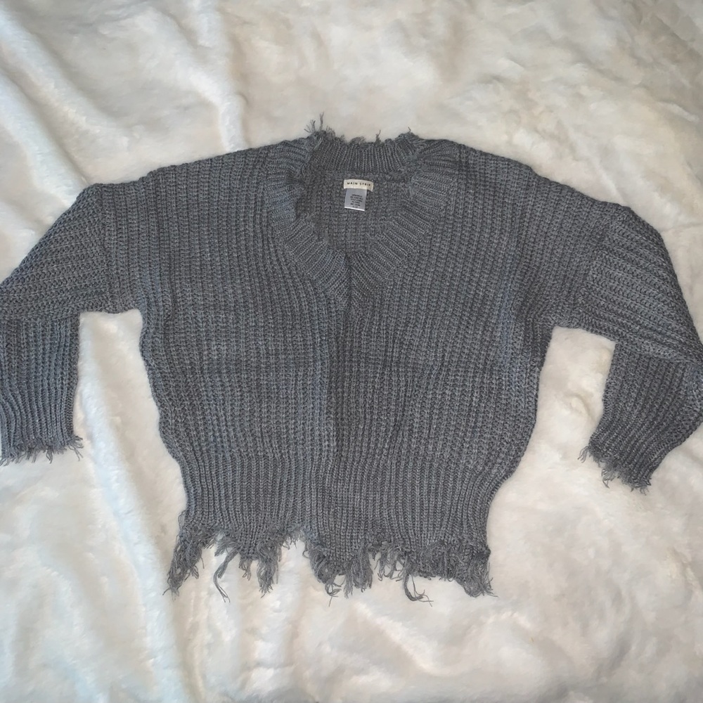 Main Strip Frayed Sweater